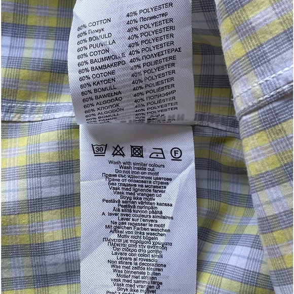 Ben Sherman Long Sleeve Button Down Shirt, Gray Yellow, Mens L - Picture 9 of 13